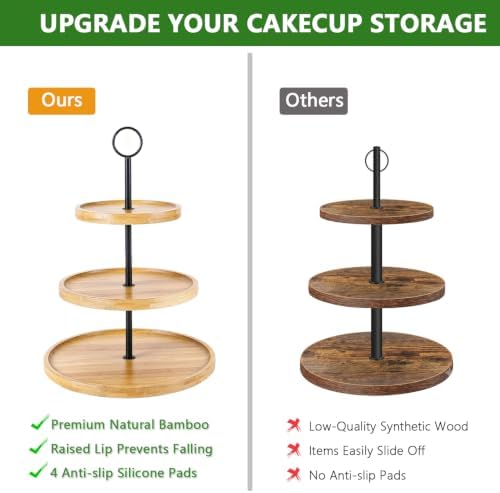 3 Tier Cupcake Stand, Cake Stand Tower, Dessert Table Display Set for Party in Yellow, alternate view 5