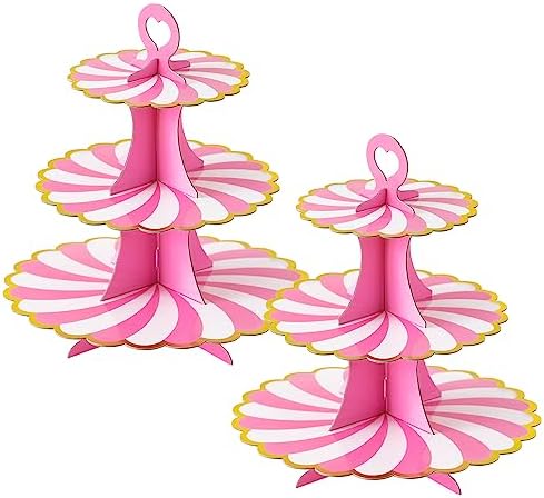 3-Tier Cupcake Stand, Cardboard Cupcake Tower, Dessert Cup Cake Stand Tower for Birthday Wedding Party