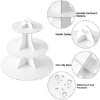 3-Tier Cupcake Stand, Cardboard Cupcake Tower, Dessert Cup Cake Stand Tower for Birthday Wedding Party, alternate view 4