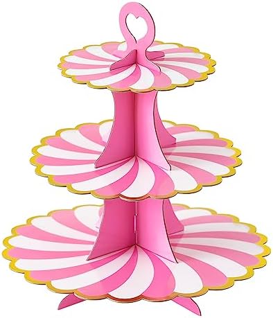 3-Tier Cupcake Stand, Cardboard Cupcake Tower, Dessert Cup Cake Stand Tower for Birthday Wedding Party