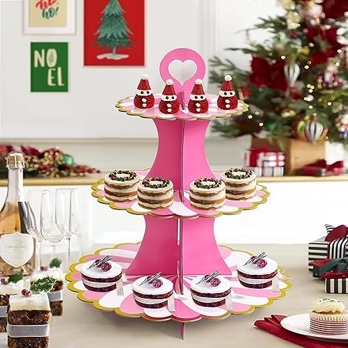 3-Tier Cupcake Stand, Cardboard Cupcake Tower, Dessert Cup Cake Stand Tower for Birthday Wedding Party, alternate view 7