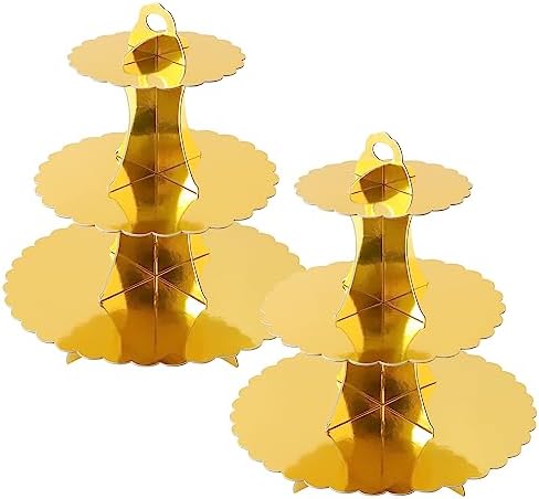 3-Tier Cupcake Stand, Cardboard Cupcake Tower, Dessert Cup Cake Stand Tower for Birthday Wedding Party