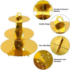 3-Tier Cupcake Stand, Cardboard Cupcake Tower, Dessert Cup Cake Stand Tower for Birthday Wedding Party, alternate view 4