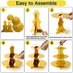 3-Tier Cupcake Stand, Cardboard Cupcake Tower, Dessert Cup Cake Stand Tower for Birthday Wedding Party, alternate view 5