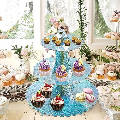 3-Tier Cupcake Stand, Cardboard Cupcake Tower, Dessert Cup Cake Stand Tower for Birthday Wedding Party, alternate view 2