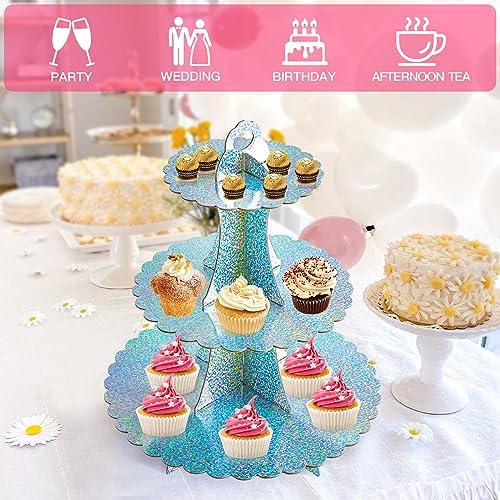 3-Tier Cupcake Stand, Cardboard Cupcake Tower, Dessert Cup Cake Stand Tower for Birthday Wedding Party, alternate view 6