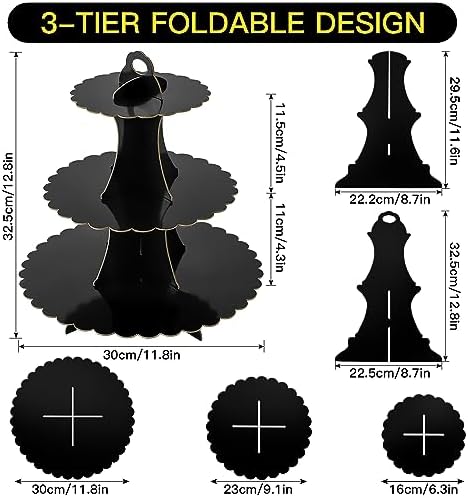 3-Tier Cupcake Stand, Cardboard Cupcake Tower, Dessert Cup Cake Stand Tower for Birthday Wedding Party, alternate view 3