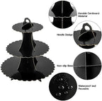 3-Tier Cupcake Stand, Cardboard Cupcake Tower, Dessert Cup Cake Stand Tower for Birthday Wedding Party, alternate view 4