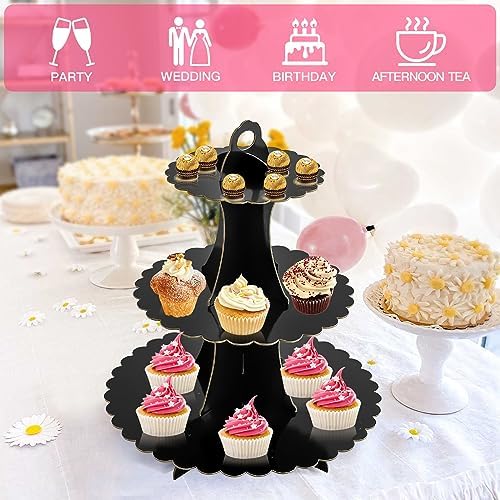 3-Tier Cupcake Stand, Cardboard Cupcake Tower, Dessert Cup Cake Stand Tower for Birthday Wedding Party, alternate view 6