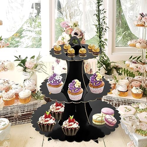 3-Tier Cupcake Stand, Cardboard Cupcake Tower, Dessert Cup Cake Stand Tower for Birthday Wedding Party, alternate view 7