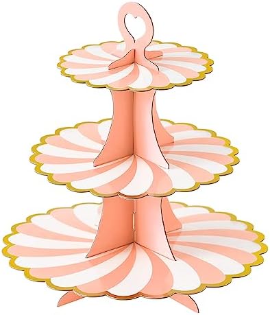 3-Tier Cupcake Stand, Cardboard Cupcake Tower, Dessert Cup Cake Stand Tower for Birthday Wedding Party