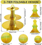 3-Tier Cupcake Stand, Cardboard Cupcake Tower, Dessert Cup Cake Stand Tower for Birthday Wedding Party, alternate view 3