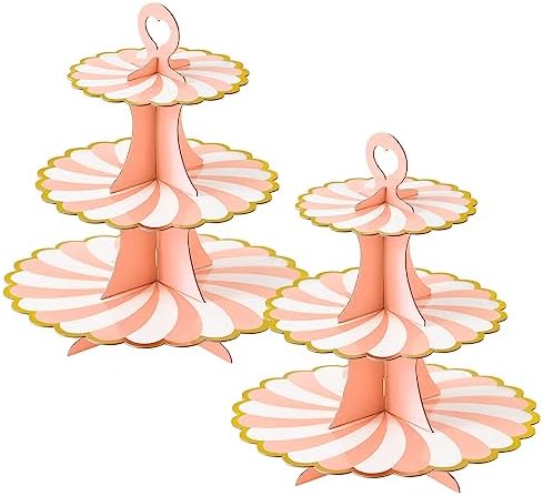 3-Tier Cupcake Stand, Cardboard Cupcake Tower, Dessert Cup Cake Stand Tower for Birthday Wedding Party
