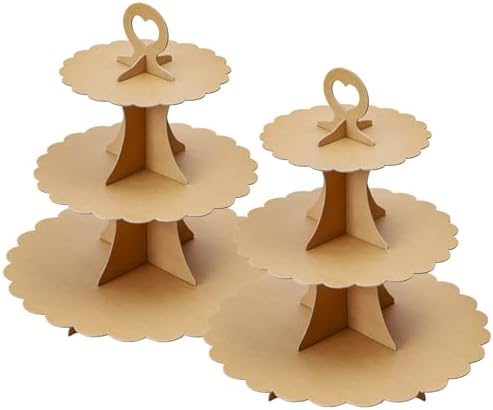 3-Tier Cupcake Stand, Cardboard Cupcake Tower, Dessert Cup Cake Stand Tower for Birthday Wedding Party