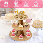 3-Tier Cupcake Stand, Cardboard Cupcake Tower, Dessert Cup Cake Stand Tower for Birthday Wedding Party, alternate view 6