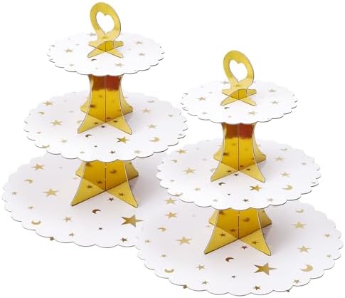 3-Tier Cupcake Stand, Cardboard Cupcake Tower, Dessert Cup Cake Stand Tower for Birthday Wedding Party