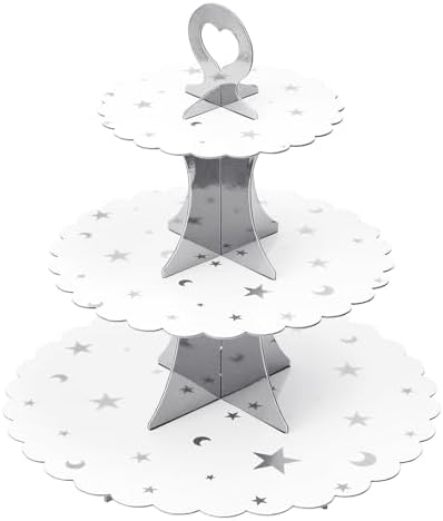 3-Tier Cupcake Stand, Cardboard Cupcake Tower, Dessert Cup Cake Stand Tower for Birthday Wedding Party