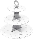 3-Tier Cupcake Stand, Cardboard Cupcake Tower, Dessert Cup Cake Stand Tower for Birthday Wedding Party