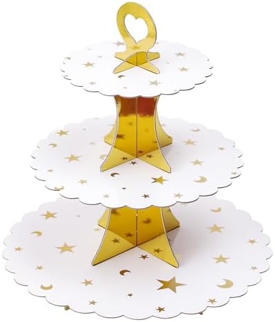 3-Tier Cupcake Stand, Cardboard Cupcake Tower, Dessert Cup Cake Stand Tower for Birthday Wedding Party