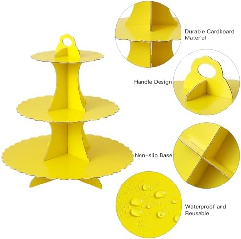 3-Tier Cupcake Stand, Cardboard Cupcake Tower, Dessert Cup Cake Stand Tower for Birthday Wedding Party, alternate view 4
