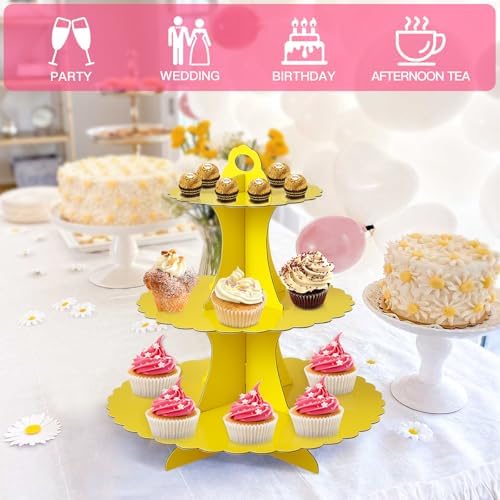 3-Tier Cupcake Stand, Cardboard Cupcake Tower, Dessert Cup Cake Stand Tower for Birthday Wedding Party, alternate view 6