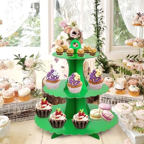 3-Tier Cupcake Stand, Cardboard Cupcake Tower, Dessert Cup Cake Stand Tower for Birthday Wedding Party, alternate view 2