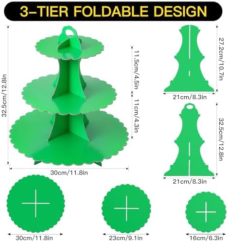 3-Tier Cupcake Stand, Cardboard Cupcake Tower, Dessert Cup Cake Stand Tower for Birthday Wedding Party, alternate view 3
