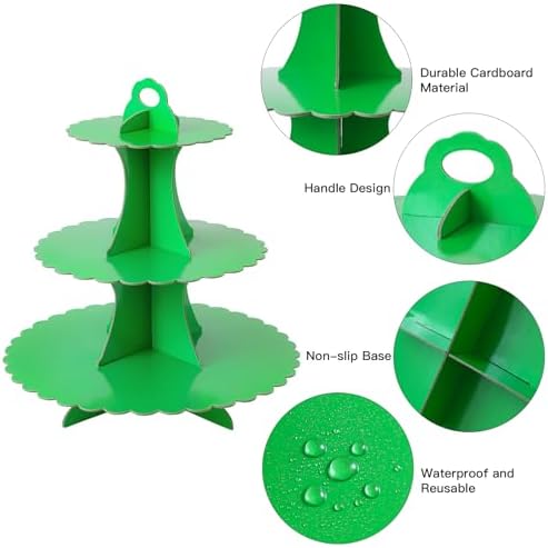 3-Tier Cupcake Stand, Cardboard Cupcake Tower, Dessert Cup Cake Stand Tower for Birthday Wedding Party, alternate view 4