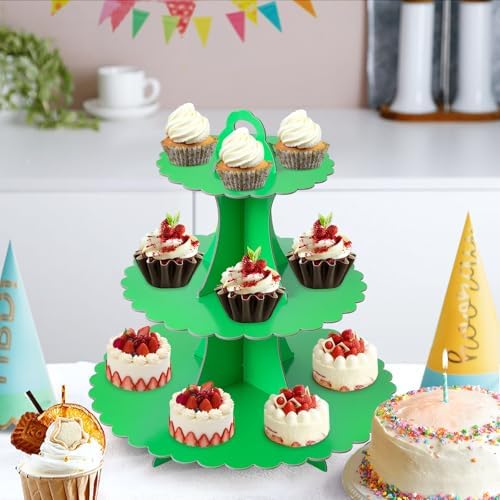 3-Tier Cupcake Stand, Cardboard Cupcake Tower, Dessert Cup Cake Stand Tower for Birthday Wedding Party, alternate view 7