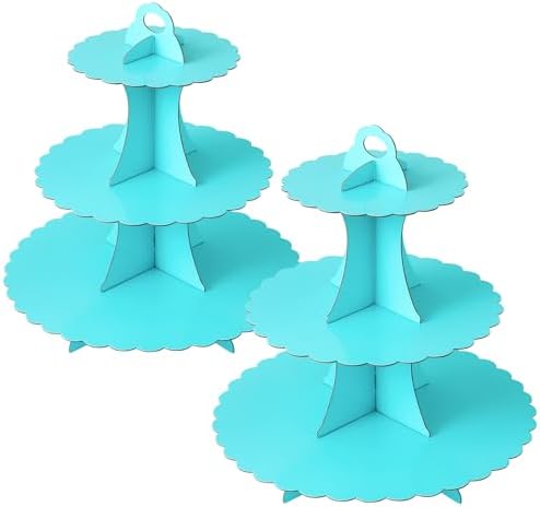 3-Tier Cupcake Stand, Cardboard Cupcake Tower, Dessert Cup Cake Stand Tower for Birthday Wedding Party