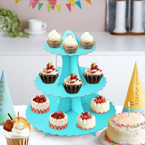3-Tier Cupcake Stand, Cardboard Cupcake Tower, Dessert Cup Cake Stand Tower for Birthday Wedding Party, alternate view 7