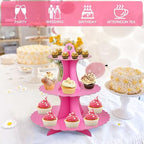 3-Tier Cupcake Stand, Cardboard Cupcake Tower, Dessert Cup Cake Stand Tower for Birthday Wedding Party, alternate view 6