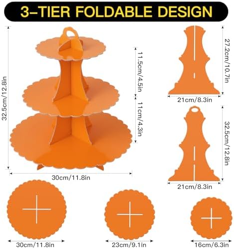 3-Tier Cupcake Stand, Cardboard Cupcake Tower, Dessert Cup Cake Stand Tower for Birthday Wedding Party, alternate view 3