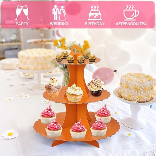 3-Tier Cupcake Stand, Cardboard Cupcake Tower, Dessert Cup Cake Stand Tower for Birthday Wedding Party, alternate view 6