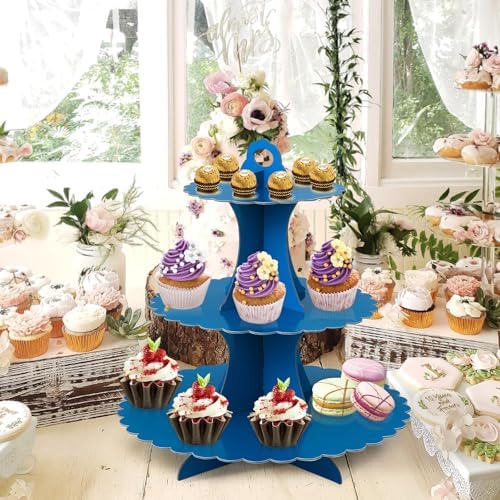 3-Tier Cupcake Stand, Cardboard Cupcake Tower, Dessert Cup Cake Stand Tower for Birthday Wedding Party, alternate view 2
