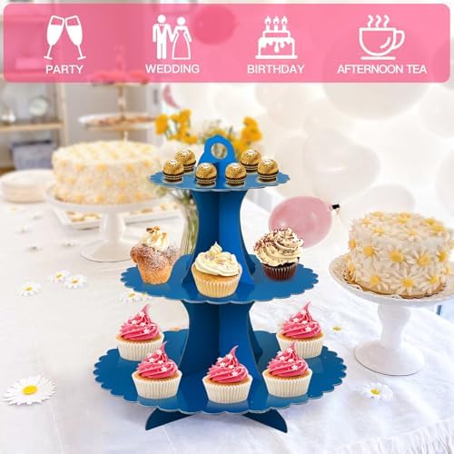 3-Tier Cupcake Stand, Cardboard Cupcake Tower, Dessert Cup Cake Stand Tower for Birthday Wedding Party, alternate view 6