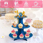 3-Tier Cupcake Stand, Cardboard Cupcake Tower, Dessert Cup Cake Stand Tower for Birthday Wedding Party, alternate view 6