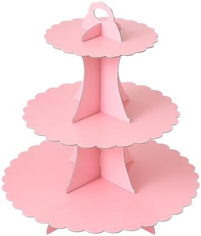 3-Tier Cupcake Stand, Cardboard Cupcake Tower, Dessert Cup Cake Stand Tower for Birthday Wedding Party