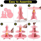 3-Tier Cupcake Stand, Cardboard Cupcake Tower, Dessert Cup Cake Stand Tower for Birthday Wedding Party, alternate view 5