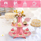 3-Tier Cupcake Stand, Cardboard Cupcake Tower, Dessert Cup Cake Stand Tower for Birthday Wedding Party, alternate view 6