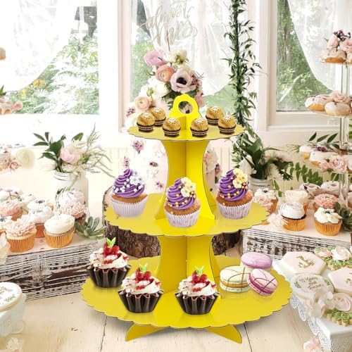 3-Tier Cupcake Stand, Cardboard Cupcake Tower, Dessert Cup Cake Stand Tower for Birthday Wedding Party, alternate view 2