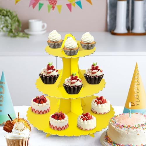 3-Tier Cupcake Stand, Cardboard Cupcake Tower, Dessert Cup Cake Stand Tower for Birthday Wedding Party, alternate view 7