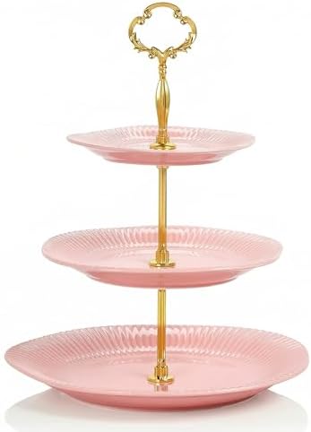 3 Tier Cupcake Stand Ceramic Cake Stand Wedding Dessert Tower, Tiered Serving Tray for Tea Party Afternoon
