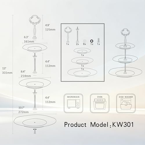 3 Tier Cupcake Stand Ceramic Cake Stand Wedding Dessert Tower, Tiered Serving Tray for Tea Party Afternoon, alternate view 2