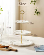 3 Tier Cupcake Stand, Ceramic Tiered Serving Stand in Rose, alternate view 3