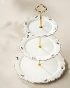 3 Tier Cupcake Stand, Ceramic Tiered Serving Stand in Rose, alternate view 4