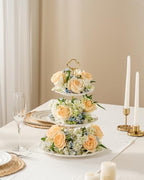 3 Tier Cupcake Stand, Ceramic Tiered Serving Stand in Rose, alternate view 7