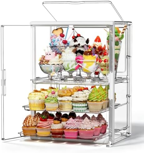 3 Tier Cupcake Stand, Cookie Display Case with Pull Out Drawer in Xxxl-1 Pack-3 Drawer
