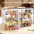 3 Tier Cupcake Stand, Cookie Display Case with Pull Out Drawer in Xxxl-1 Pack-3 Drawer, alternate view 2