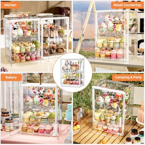 3 Tier Cupcake Stand, Cookie Display Case with Pull Out Drawer in Xxxl-1 Pack-3 Drawer, alternate view 6
